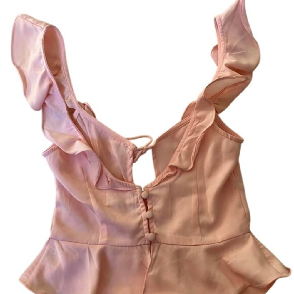 Pink‎ milkmaid ruffle top size XS coquette - Picture 2 of 4
